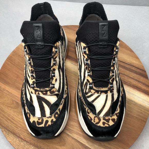 Mark Nason Los Angeles Shoes - Mark Nason Griller-Savage 69349 BKMT Zebra Leopard Print Slip-On Size 10